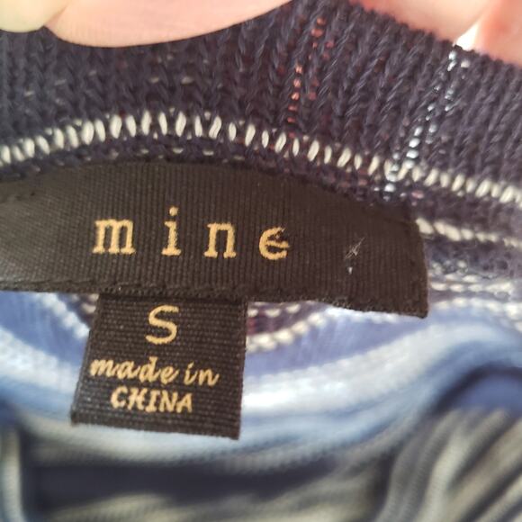 Mine by Anthropologie Blue and White Striped Button High Low Tunic Top Small - Picture 10 of 11